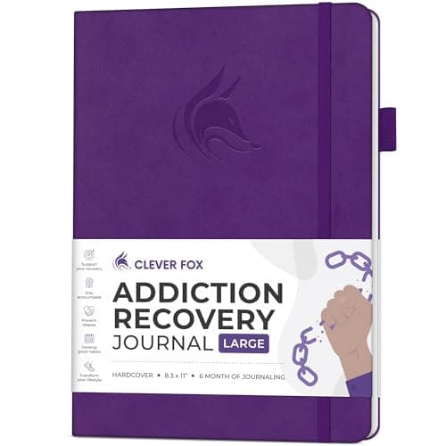 Clever Fox Addiction Recovery Journal Large – Guided Sobriety Workbook for Alcohol, Drug, Gambling, Eating & Other Addictions – Daily Planner to Support Recovery Progress, 8.3x11” (Purple) - Image 1