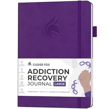 Clever Fox Addiction Recovery Journal Large – Guided Sobriety Workbook for Alcohol, Drug, Gambling, Eating & Other Addictions – Daily Planner to Support Recovery Progress, 8.3x11” (Purple) - Image 1