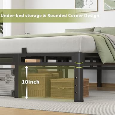 NKZ Queen Size Bed Frame 14 Inch, Metal Bed Frame & Box Spring 2 in 1 Platform with Round Corner Legs, 4000lbs Weight Capacity Reinforced Metal Frame, Headboard Hole, Noise-Free, Easy Assembly - Image 6