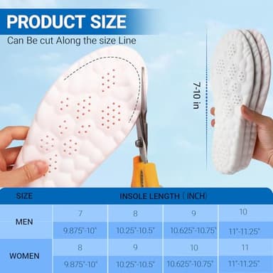 4D Cloud Soles Memory Foam Insoles for Men &Women,Adjustable Size 4D Memory Foam. Arch Suppor Shoe Inserts with Acupressure Massage - Image 6