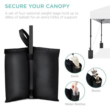 Best Choice Products 10x10ft 1-Person Setup Pop Up Canopy Tent Instant Portable Shelter w/ 1-Button Push, Case, 4 Weight Bags - White - Image 6