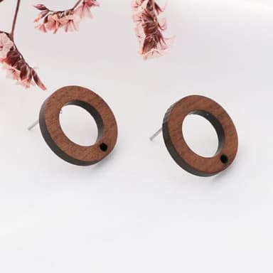 Aoeam Wood Earring Findings - 20pcs DIY Walnut Wooden Earring Posts - Bulk Flat Round Stud Making Supplies (Circle), WPH-25 - Image 3