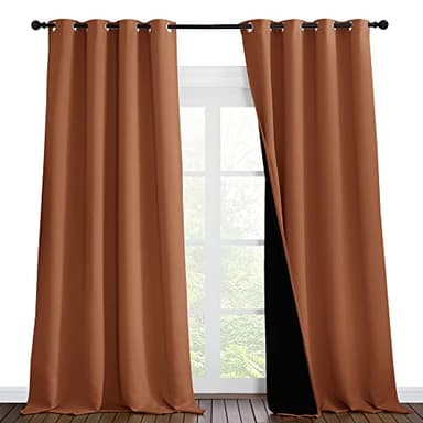 NICETOWN Full Shading Curtains 96 inches Long 2 Panels Set for Windows, Super Heavy-Duty Black Lined Blackout Curtains for Bedroom, Privacy Assured Window Treatment (Burnt Orange, 55 inches W) - Image 1