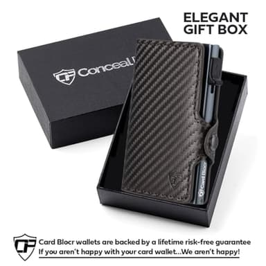 Card Blocr Pop Up Credit Card Wallet, RFID Blocking Credit Card Holder for men, Compact Card Holder Wallet for Secure Storage (Carbon Fiber Style Black & Titanium) - Image 5