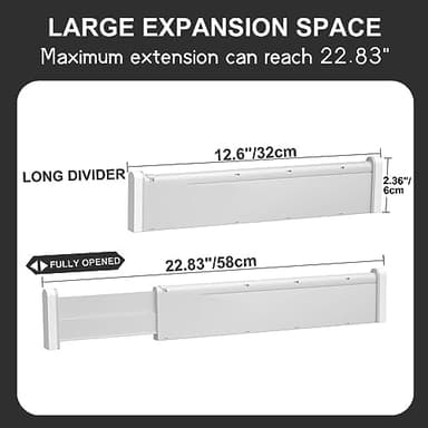 HiYZ Expandable Drawer Dividers - 12.6-22.8'' Adjustable Drawers Organizers for Kitchen Utensils, Drawer Separators in Bedroom, Dresser, Office, Bathroom, Fridge, 12 Pack Long Dividers-Gray - Image 6