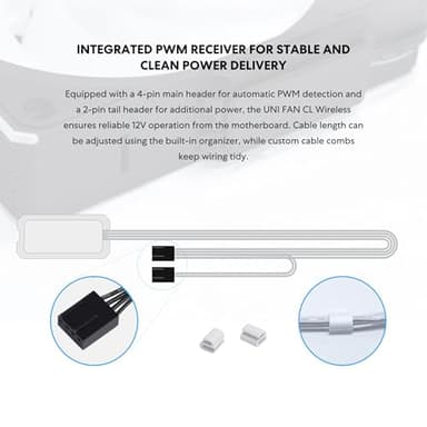 Lian Li UNI Fan CL120 ARGB 120mm PWM Fans - Triple Pack (Reverse Blade) - 2.4 GHz Wireless Signal RGB & PC Case Fans Control - Daisy-Chain - Controller Included and Required - Black (12RCL1W3B) - Image 7