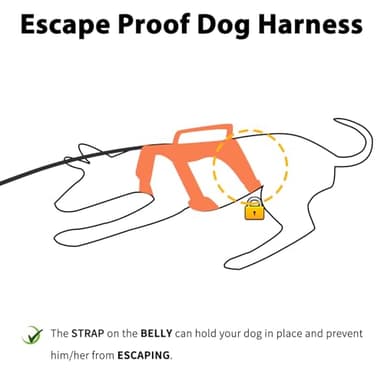 Huntboo Escape Proof Dog Harness, Escape Artist Harness, Reflective Dog Harness with Handle, Durable,Adjustable Vest for Small Medium Large Dogs Walking, Training, and Running Gear(Orange,M) - Image 2