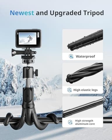 UBeesize Extendable Phone Tripod, Flexible Tripods with Remote, 3 in 1 Selfie Stick with Gopro Mount, iPhone Stand for Recording, Volgging, Live Streaming Fit for Cell Phones, Canon Sony Cameras - Image 3