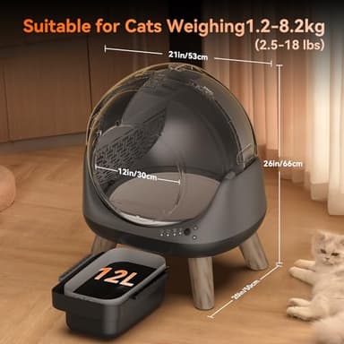 Self Cleaning Litter Box for Multiple Cats, G1 Automatic Cat Litter Box, Self-Cleaning Robot with Smart APP Control and Health Monitoring, Includes 2 Roll Trash Bag and Litter Mat, Grey - Image 6