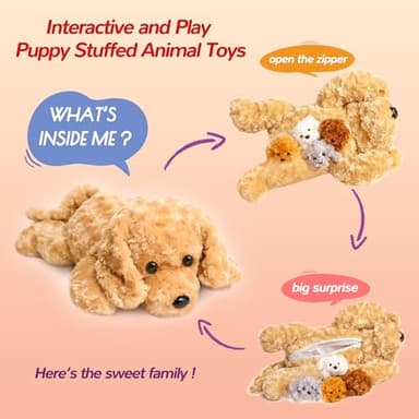 5 Pieces Dog Stuffed Animals for Girls,1 Mommy Dog with 4 Babies,Puppy Stuffed Animals Gifts for Girls 3 4 5 6 7 8 9 Years,Soft Plush Toys for Kids Christmas,Valentine's,Birthday,Children's Day - Image 7