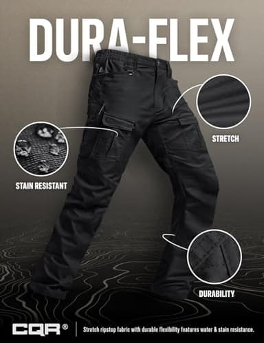 CQR Men's Flex Ripstop Tactical Pants, Water Resistant Stretch Cargo Pants, Lightweight EDC Hiking Work Pants, Breacher Black, 40W/34L - Image 5