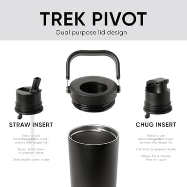 Simple Modern Trek Pivot | 40oz Flip Straw Tumbler with Handle | Water Bottle & Boot | Interchangeable Straw & Chug Lids | Insulated Stainless Steel Jug | Gym Sports Outdoors | Ice Gray - Image 2