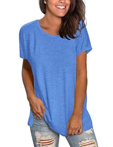 Saloogoe Womens Summer Tops 2025 Basic T Shirts Short Sleeve Loose Fit Tshirts Tees Cruise Outfits Crewneck L - Image 2