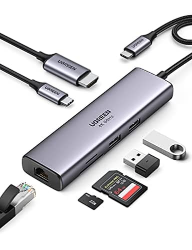 UGREEN Revodok 7 in 1 USB C Hub Gigabit Ethernet Adapter 4K@60Hz HDMI, 100W PD Charging, USB A Data Ports, SD/TF Card Reader Compatible with Mac M1, M2, M3, iPad, iPhone 15 Pro/Pro Max, Steam Deck - Image 8
