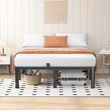 VIPSHOW 18 Inch Queen Heavy Duty 3500 lbs Bed Frame with Round-Corner Legs & Anti-Squeak Design – Quick Assembly Metal Platform, No Box Spring Needed - Image 2