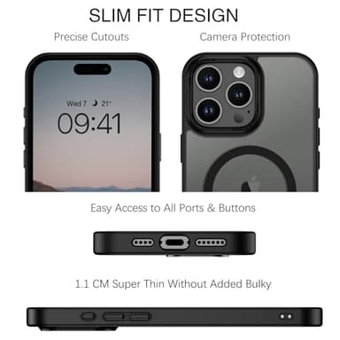BENTOBEN Magnetic for iPhone 16 Pro Max Case,(Compatible with MagSafe) (Military Grade Drop Protection) Slim Translucent Matte Shockproof with Anti-Fingerprint Phone Case 6.9",Black - Image 7