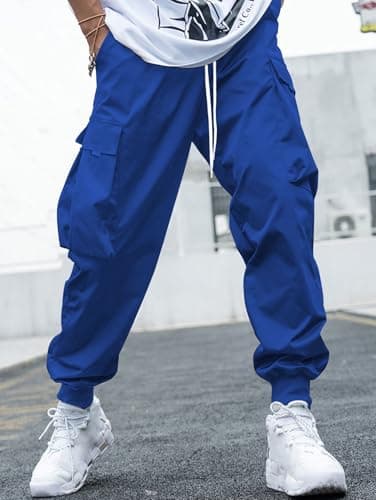 ZAFUL Men's Streetwear Cargo Pants with Flap Pockets & Drawstring Elastic Waist - Casual & Techwear Joggers - Image 2