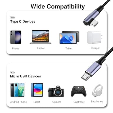 3FT Micro USB to USB-C Cable, Type C to USB Micro B Charger Cord Support OTG Charge & Sync Nylon Charging Cable Compatible with Old Micro USB Devices S7 S6, J7, Kindle, PS4, Android Phone - Image 7