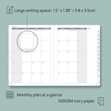 POPRUN Planner 2025-2026, (Medium 6.5'' x 8.5'' Hard Cover) Academic Calendar (July 25-June 26) Daily Weekly and Monthly Appointment Book with Hourly Time Slots, Monthly Tabs, 100 GSM - Burgundy - Image 3