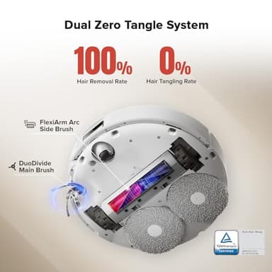 roborock Qrevo Curv Robot Vacuum and Mop, 18,500Pa Suction, Zero-Tangling, AdaptiLift Chassis, FlexiArm Technology, Hot Water Mop Washing & Dock Self Cleaning, Al Obstacle Recognition - Image 3