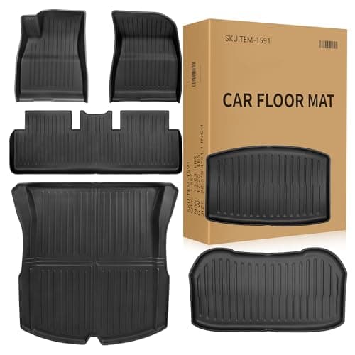 Weize Floor Mats Fit for Tesla Model 3 Highland 2025 2024, TPE All Weather Cargo Liner Floor Mats and Cargo Trunk Mats Accessories Front Rear Cargo Mat Full Set - Image 1