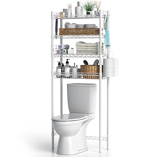 Hodonas Over The Toilet Storage, Bathroom Organizer Shelves Space Saver Over Toilet, Above Toilet Storage Rack, Over-The-Toilet Storage Shelf, White - Image 1