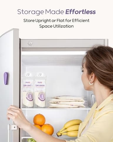 Nuliie 150pcs Temp-Sensing Breastmilk Storage Bag, Huge Temp-Sensing Icon & Locking Clamp, 6oz Breast Milk Storage Bags Freezer Pour Spout, Self Standing Milk Storage Bags Breastmilk, BPA-Free No-Leak - Image 6