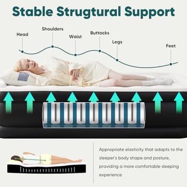 Sweetcrispy Queen Air Mattress - 16" Inflatable Blow Up Airbed with Built-in High Capacity Pump, Double Height, Non-Slip Bottom Design, Weight Capacity 660 lbs Air Bed for Home or Camping - Image 6