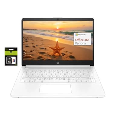 HP 14" Ultralight Student-Laptop, Laptops with 1Yr Office 365, Intel 4-Cores N4120 16GB RAM 320GB Storage (64GB eMMC+256GB Ghost Manta SD Card) Win11 White - Image 1