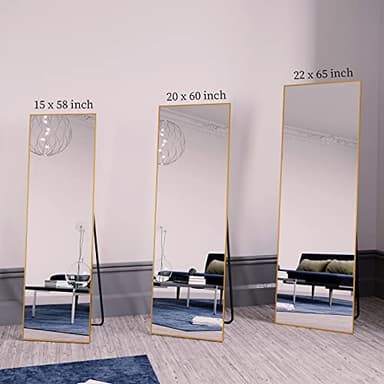BEAUTYPEAK Full Length Mirror 64"x21", Standing Rectangle Floor or Wall-Mounted Mirrors for Living Room, Bedroom, Gold - Image 8