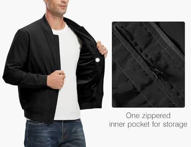 Rdruko Men's Windbreaker Lightweight Bomber Jacket Causal Fashion Light Jacket(Black, US M) - Image 4