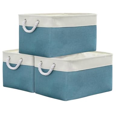TheWarmHome Storage Baskets for Organizing - Extra Large 3 Pack 17x14x10 inch Storage Bins for Shelves Closet Nursery Bathroom Bedroom Baby Clothes Dog Toy Home Organization (White & Green) - Image 1