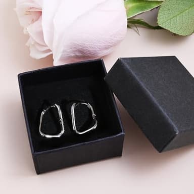 Silver Oval Huggie Hoop Earrings for Women Trendy Spiral Chain Hoop Earrings Handmade Sleeper Earrings - Image 8