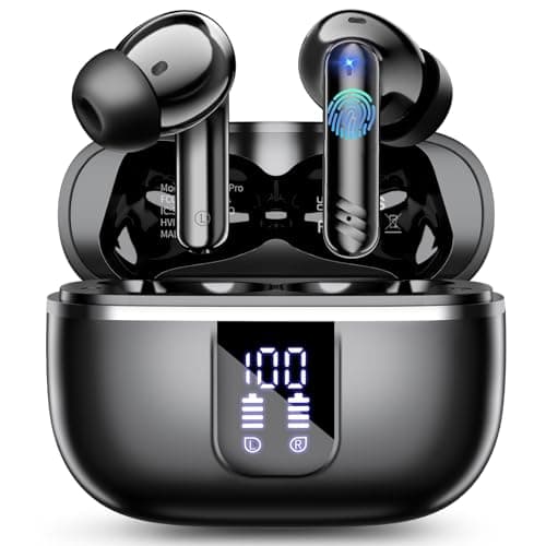 Wireless Earbuds, Bluetooth 5.4 Headphones in Ear Bass Stereo, Ear Buds with 4 ENC Noise Cancelling Mic, 38H Playtime with LED Display, IPX7 Waterproof Wireless Earphones for iOS Android, USB-C - Image 1