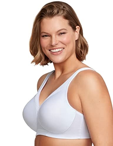 Glamorise Full Figure Plus Size MagicLift Seamless Sports Bra Wirefree #1006 White - Image 4