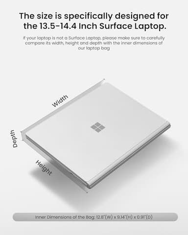 tomtoc 360° Protective Laptop Sleeve for 13.5-14.4 Inch Surface Laptop Studio/6/5/4/3, Surface Book, Water-Resistant Laptop Case for Acer Aspire/Swift 14, ASUS Vivobook/Zenbook 14, Jumper EZbook X3 - Image 8