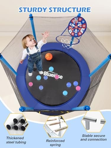 BLUERISE 55IN Toddler Trampoline with Enclosure Net Easy to Assemble Kids Baby Indoor Recreational Trampoline Outdoor - Image 6