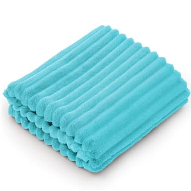 BEDELITE Baby Blankets for Boys Girls 30"x 40" - 3D Ribbed Jacquard Cute Fuzzy Fleece Blanket, Warm and Breathable Soft Cozy Infant Toddler Blanket for Newborn All Seasons Suitable, Light Blue - Image 1