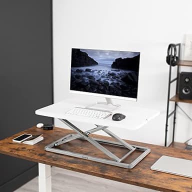 VIVO Economy Single Top Height Adjustable 29 inch Standing Desk Converter, Sit Stand Tabletop Monitor and Laptop Riser Platform Workstation, White, DESK-V000UW - Image 2