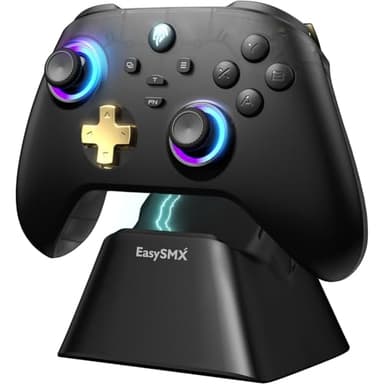 EasySMX D05 PC Controller - Enhanced Wireless Bluetooth Pro Controller with Charging Dock/Hall Sensor/RGB Lighting - No Stick Drift, No Dead Zone - Work for Windows PC, Android, Steam and Switch - Image 1