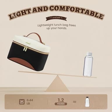 LOVEVOOK Insulated Lunch Bag for Women,Large Adult Lunch Box for Women,Leakproof Cooler Bag for Office Picnic Hiking Beach,Lunch Tote Bag with Adjustable Shoulder Strap - Image 6