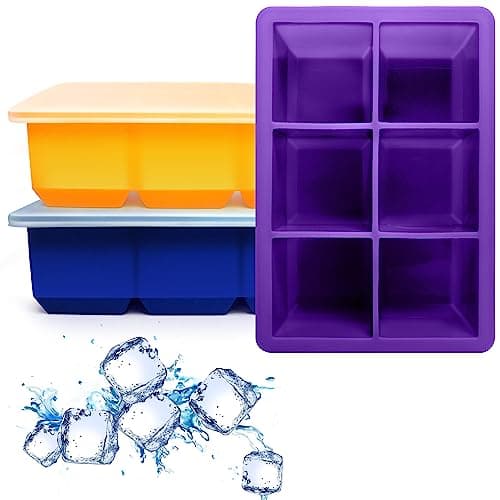 Excnorm Silicone Ice Cube Trays 3 Pack - Large Size Silicone Ice Cube Molds with Leak Proof Removable Lid Square Ice Cube Tray And BPA Free for Cocktail,Whiskey, Stackable Flexible Ice - Image 1