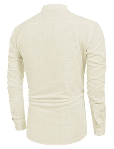 COOFANDY Men's Linen T-Shirts Long Sleeve Casual Beach T-Shirts Lightweight Summer Tops for Men Beige - Image 7