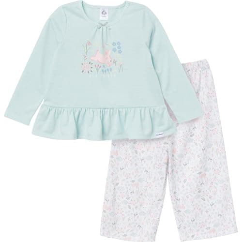 Gerber Toddler Girls' 2-piece Pajama Set (Flame Resistance Top + Bottom), Bunny, 5T - Image 1