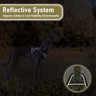 Dog Harness for Giant Dogs, Heavy Duty No Pull Pet Harness Vest Easy Control with Handle, Adjustable Reflective Extra Big Sized Dog Vest for Training, Walking, Hiking, Green Ethnic, XL - Image 5