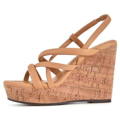 Coutgo Women Platform Wedge Sandals Cork Slingback Wedges Espadrilles Heels Summer Shoes - Image 3