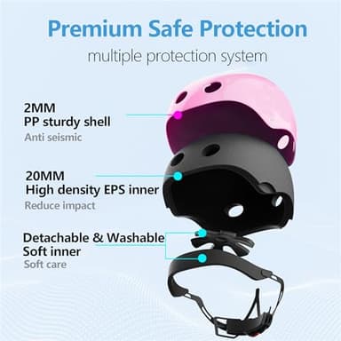 Toddler Bike Helmet with Knee Elbow Wrist Pads Guards,Pink Girls Bike Helmet for Ages 2-3-5-8-14,Sports Protective Gear Set for Bicycle,Skate Scooter,Rollerblading with Unicorn Sticker - Image 3