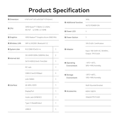 Beelink SER5 Pro Mini PC, AMD Ryzen 7 5825U(8C/16T, up to 4.5GHz), 32GB DDR4 RAM 500GB PCle3.0 SSD, SER5 Mini Computer Support 4K@60Hz Triple Display, WiFi6, BT5.2, DP+HDMI, Type-C - Image 9