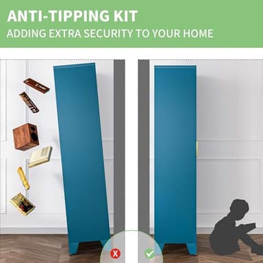 COFaR Home Farmhouse Storage Cabinet with Barn Door, Tall Kitchen Pantry Cupboard with Adjustable Shelves, for Dining Room, Bathroom, Living Room Blue - Image 5