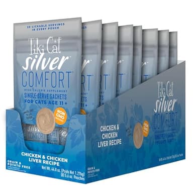 Tiki Cat Silver Comfort Mousse, Chicken & Chicken Liver, High-Calorie Formulated for Older Cats Aged 11+, Senior Wet Cat Food, 5.6 oz Pouch (20 Individual Servings) (Pack of 8) - Image 2